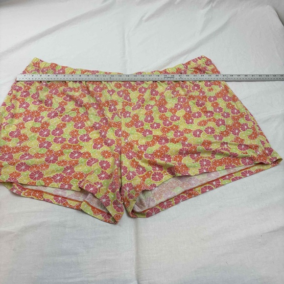 Catherines Womens Floral Pattern Elastic Waistband Shorts Yellow Pink 5X - Picture 3 of 5